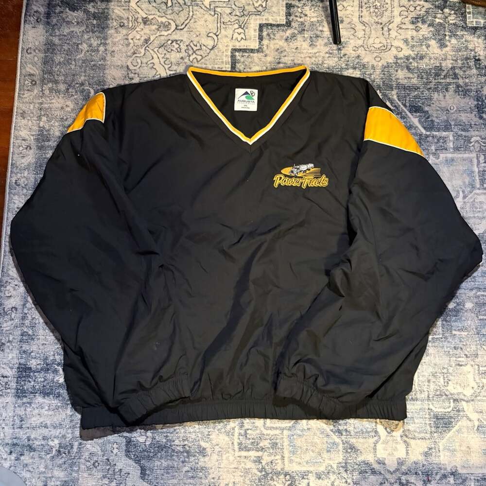 Augusta Sportswear PowerFuels Black and Gold V-Neck Windbreaker Pullover Jacket